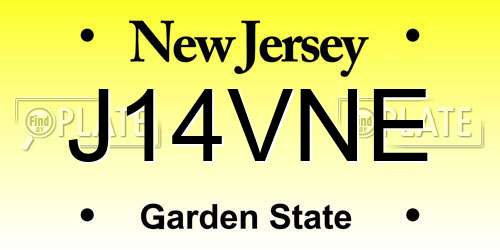 J14VNE New Jersey License Plate
