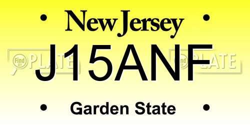 J15ANF New Jersey License Plate