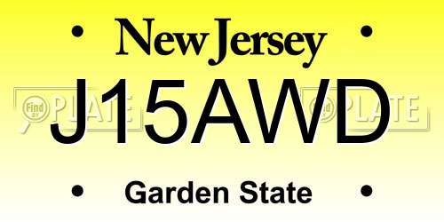 J15AWD New Jersey License Plate