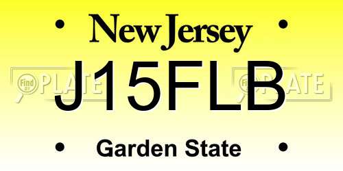 J15FLB New Jersey License Plate