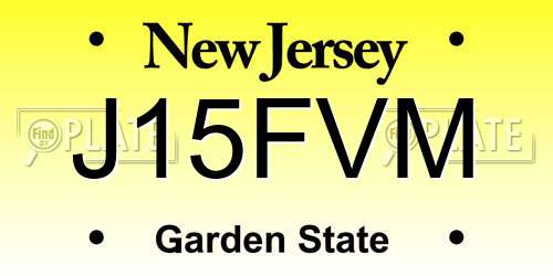 J15FVM New Jersey License Plate