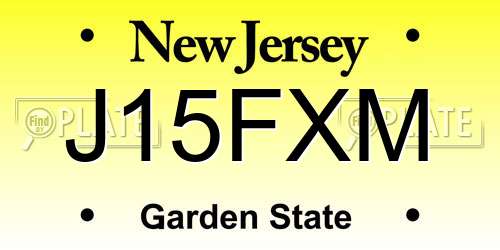 J15FXM New Jersey License Plate