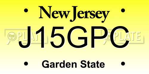 J15GPC New Jersey License Plate