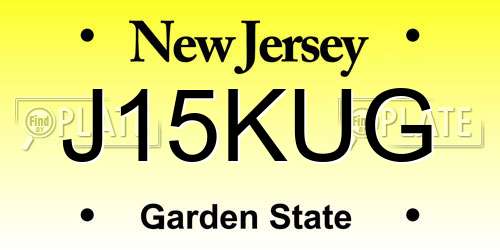 J15KUG New Jersey License Plate