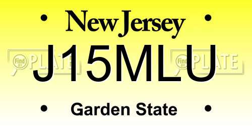 J15MLU New Jersey License Plate