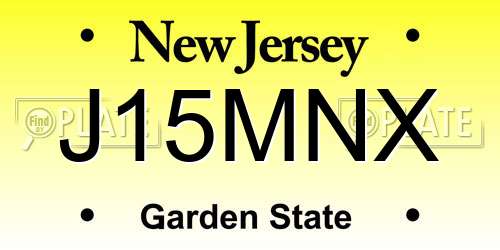 J15MNX New Jersey License Plate