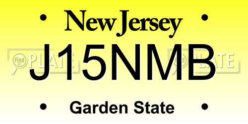 J15NMB New Jersey License Plate
