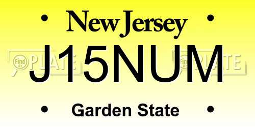 J15NUM New Jersey License Plate