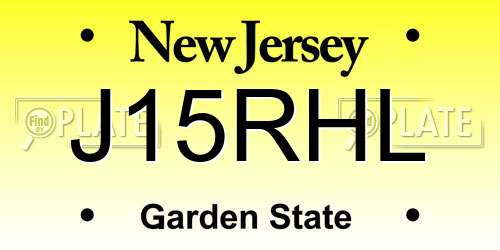 J15RHL New Jersey License Plate