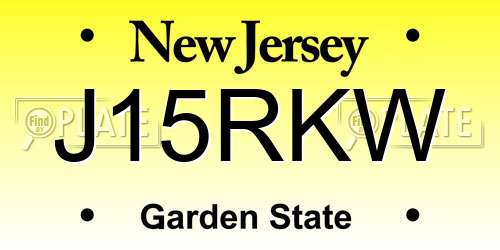 J15RKW New Jersey License Plate