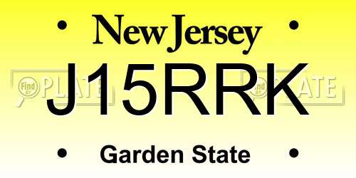 J15RRK New Jersey License Plate