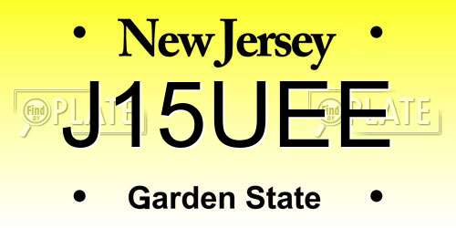 J15UEE New Jersey License Plate