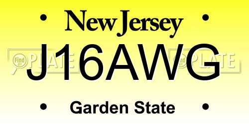 J16AWG New Jersey License Plate