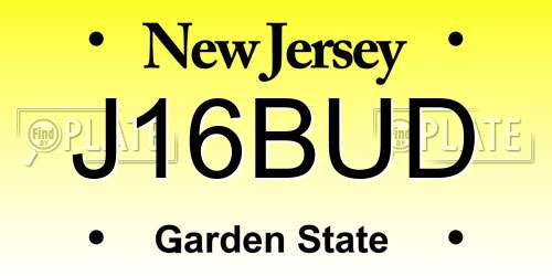 J16BUD New Jersey License Plate
