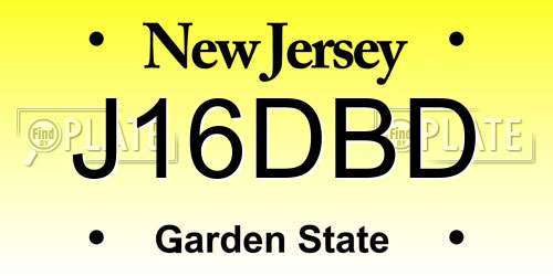 J16DBD New Jersey License Plate