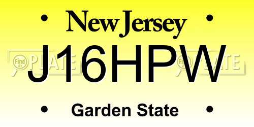 J16HPW New Jersey License Plate