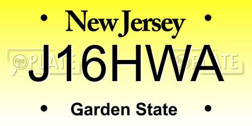 J16HWA New Jersey License Plate