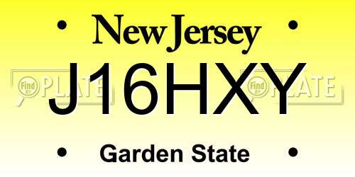J16HXY New Jersey License Plate