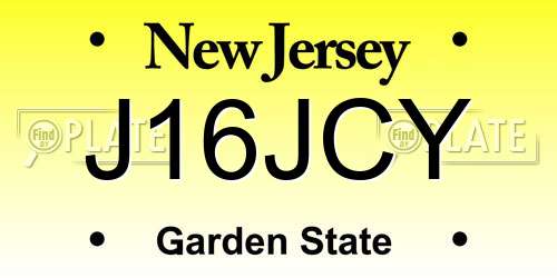 J16JCY New Jersey License Plate