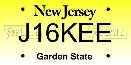 J16KEE New Jersey License Plate