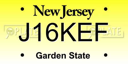 J16KEF New Jersey License Plate