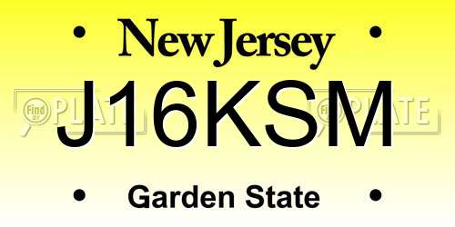 J16KSM New Jersey License Plate