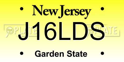 J16LDS New Jersey License Plate