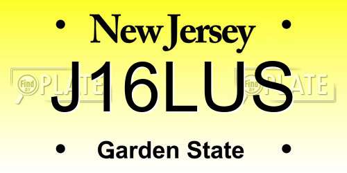 J16LUS New Jersey License Plate