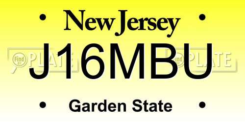 J16MBU New Jersey License Plate