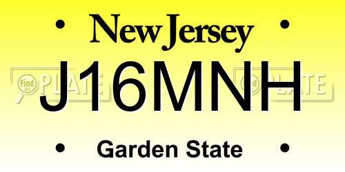 J16MNH New Jersey License Plate