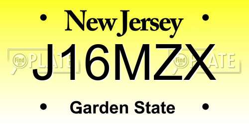 J16MZX New Jersey License Plate