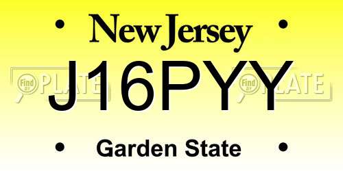 J16PYY New Jersey License Plate