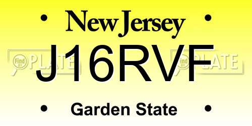 J16RVF New Jersey License Plate
