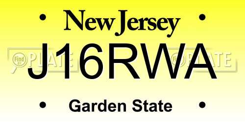 J16RWA New Jersey License Plate