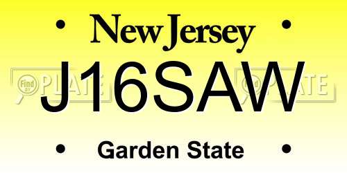 J16SAW New Jersey License Plate