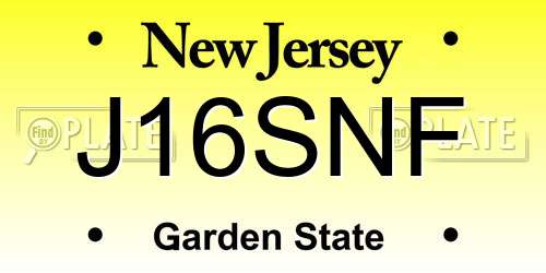 J16SNF New Jersey License Plate