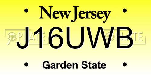 J16UWB New Jersey License Plate