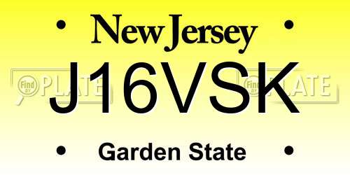 J16VSK New Jersey License Plate