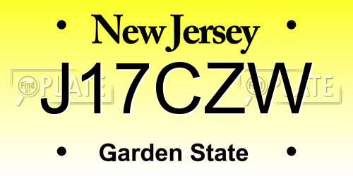 J17CZW New Jersey License Plate