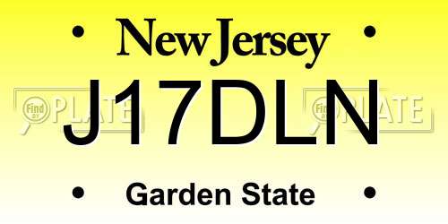 J17DLN New Jersey License Plate