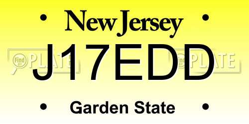 J17EDD New Jersey License Plate