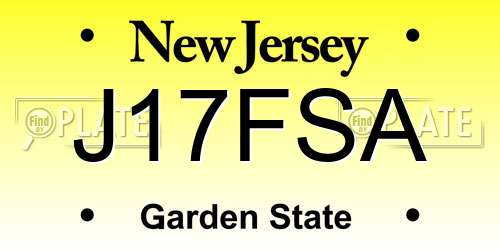 J17FSA New Jersey License Plate