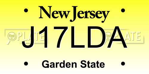 J17LDA New Jersey License Plate