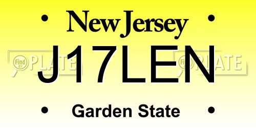 J17LEN New Jersey License Plate