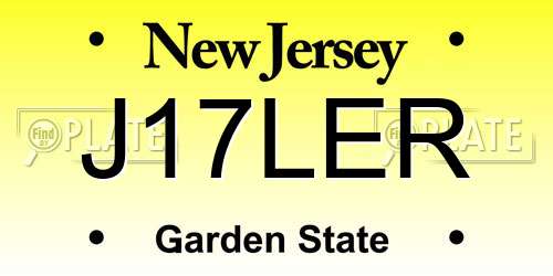 J17LER New Jersey License Plate
