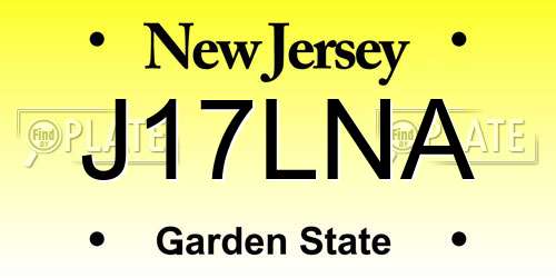 J17LNA New Jersey License Plate