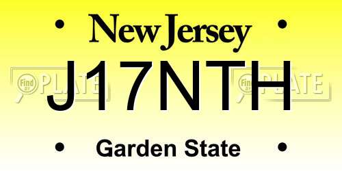 J17NTH New Jersey License Plate