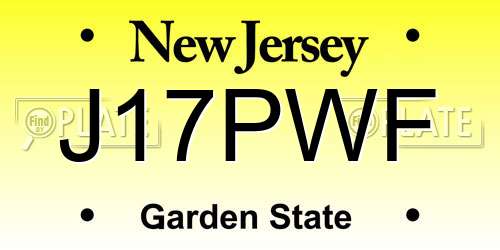 J17PWF New Jersey License Plate