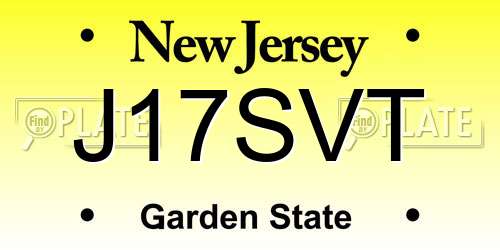 J17SVT New Jersey License Plate