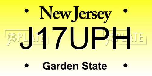 J17UPH New Jersey License Plate